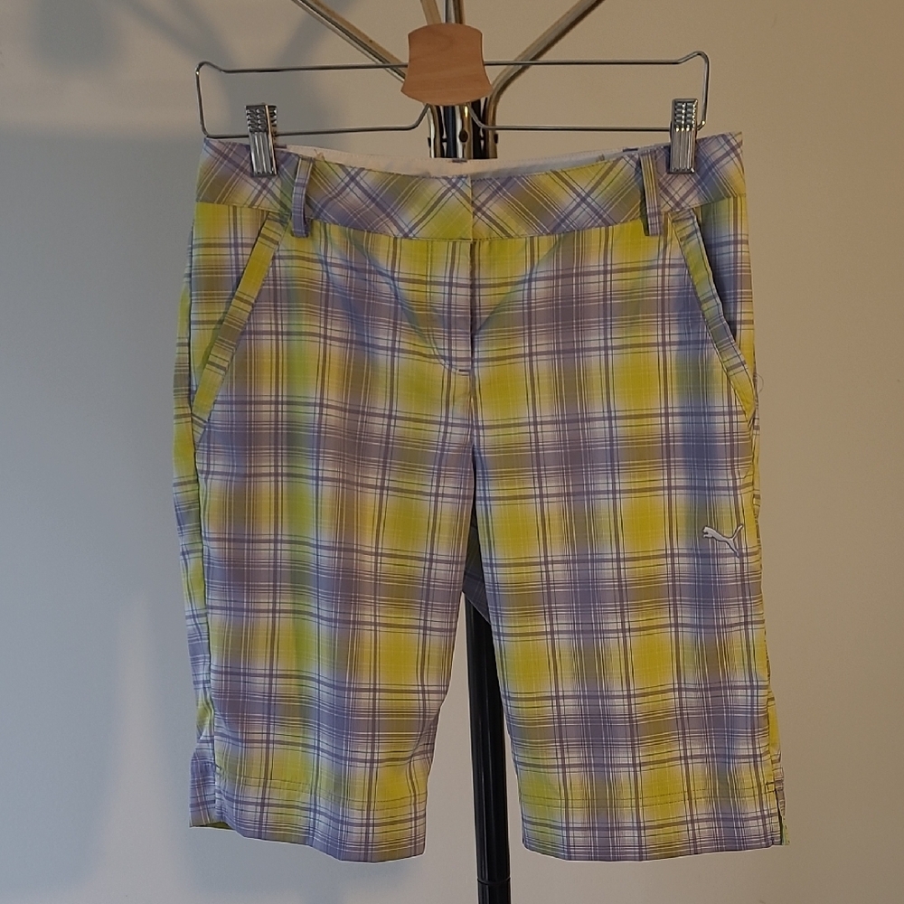 Puma Plaid Women's Shorts in Yellow and Purple
